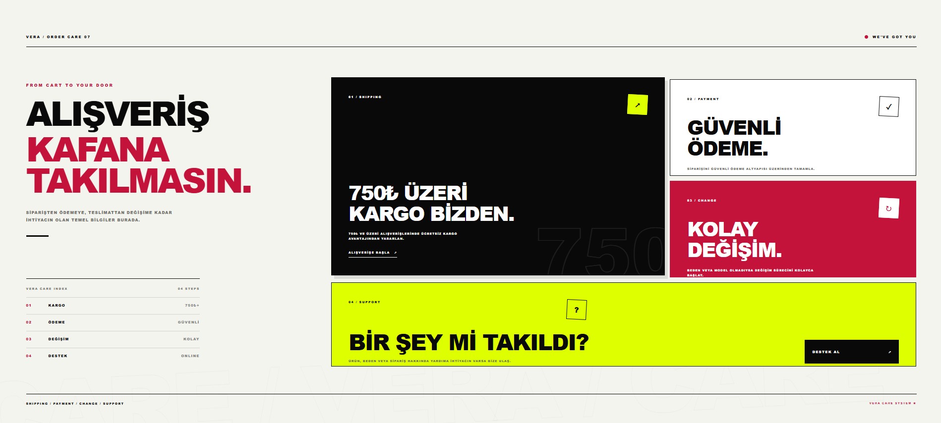VERA sipariş güven alanı